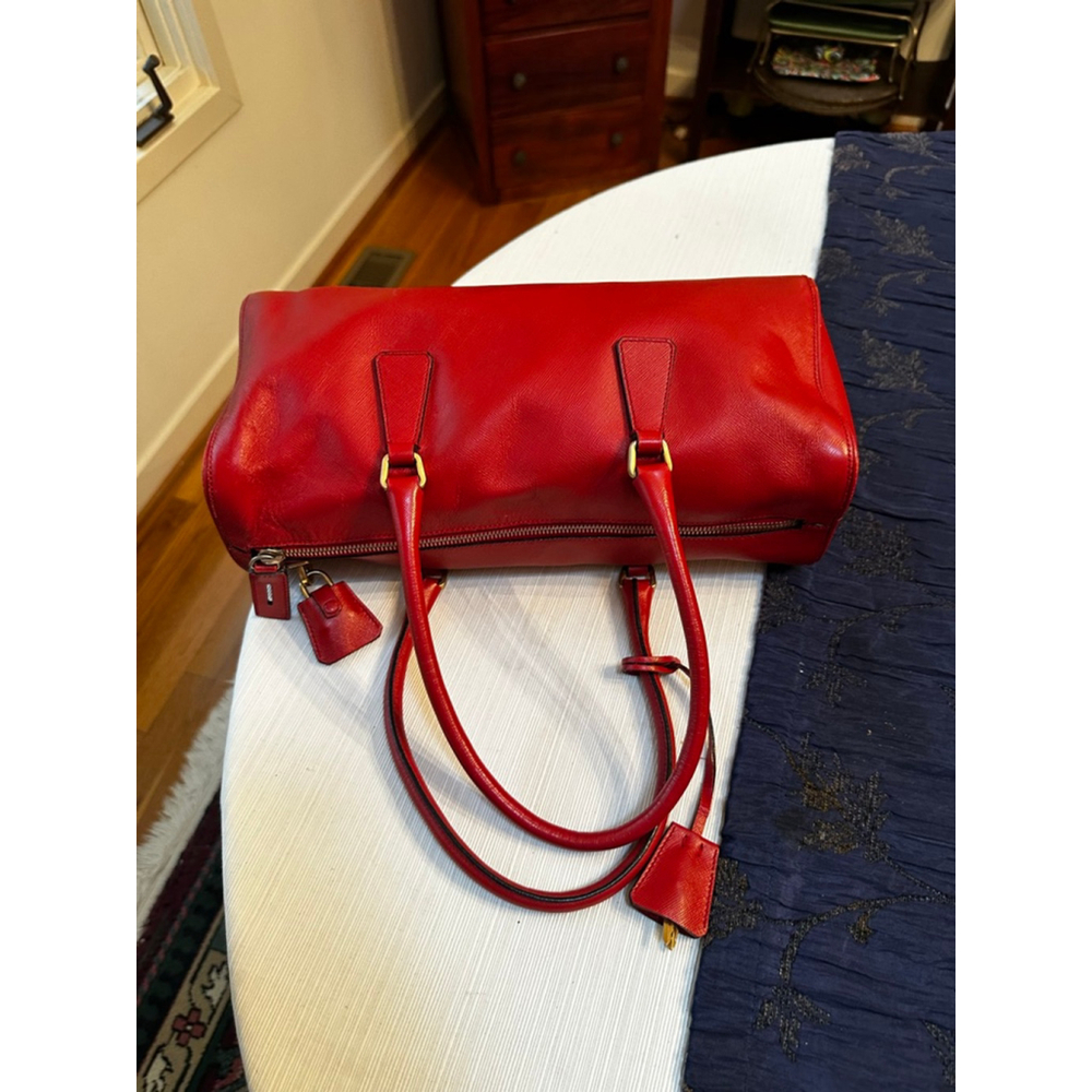 Prada Red Leather Barrel Bag - Picture 6 of 16